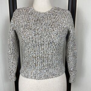 Banana Republic Gray Cropped Sweater Size MP Wool Cotton Blend